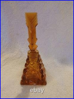 Antique Amber cut Glass Perfume Bottle with Topper
