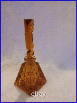 Antique Amber cut Glass Perfume Bottle with Topper