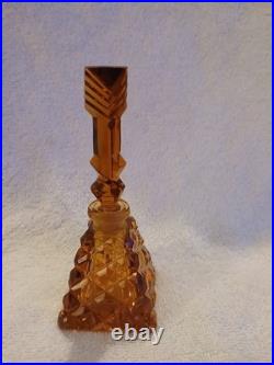 Antique Amber cut Glass Perfume Bottle with Topper