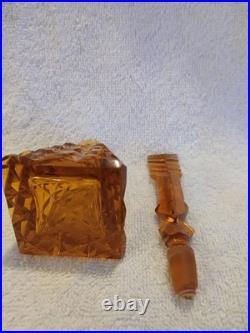 Antique Amber cut Glass Perfume Bottle with Topper