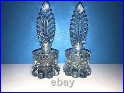 Antique Art Deco Crystal Perfume Bottles Feather Stoppers