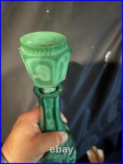 Antique Art Deco Malachite Jade Green Czech Glass Vintage Perfume Bottle