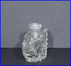 Antique Art Deco Nouveau Intaglio Glass Perfume Bottle Figural Nude Lady Vintage