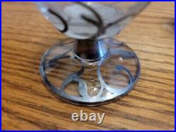 Antique Art Nouveau Jar Dish Perfume Bottle Sterling Silver Overlay Glass 5 Vtg