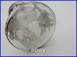 Antique Art Nouveau Perfume Bottle Sterling Silver Overlay Clear Glass 2.75 Vtg
