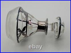 Antique Art Nouveau Perfume Bottle Sterling Silver Overlay Clear Glass 3 Vtg