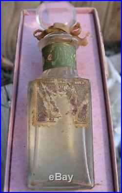 Antique Art Nouveau Perfume Box Glass Bottle Rawleigh Anna May Bouquet Vtg Decor
