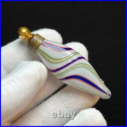 Antique Aventurine Venetian Glass Perfume Bottle Flask Gold Fleck Art Glass