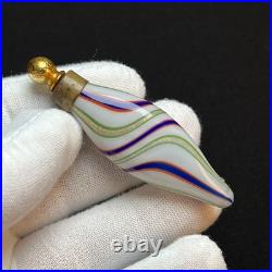 Antique Aventurine Venetian Glass Perfume Bottle Flask Gold Fleck Art Glass