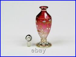 Antique Bohemian Moser Cranberry Art Glass Scent Perfume Bottle