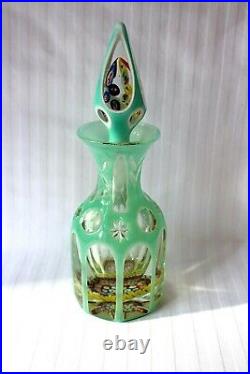 Antique Bohemian large Millefiori glass overlay scent bottle c 1900