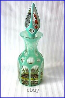 Antique Bohemian large Millefiori glass overlay scent bottle c 1900