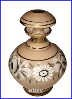 Antique Cased Glass Vanity Set 2 perfume Bottles & jar Germany US Zone