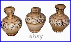 Antique Cased Glass Vanity Set 2 perfume Bottles & jar Germany US Zone