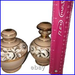 Antique Cased Glass Vanity Set 2 perfume Bottles & jar Germany US Zone