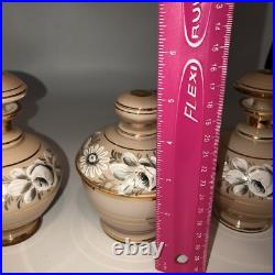 Antique Cased Glass Vanity Set 2 perfume Bottles & jar Germany US Zone