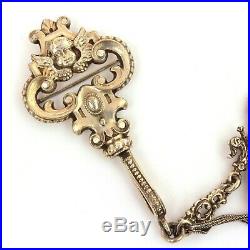 Antique Chatelaine Clip Pin Sterling Watch Fob Tassels Perfume Bottle Basket