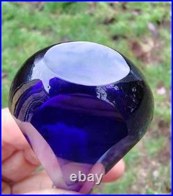 Antique Cobalt Blue Cut Glass With Repousse Sterling Top Scent Perfume Bottle