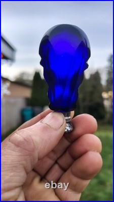 Antique Cobalt Blue Cut Glass With Repousse Sterling Top Scent Perfume Bottle