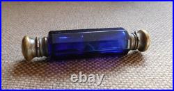 Antique Cobalt Blue Double-Sided Laydown Perfume Bottle