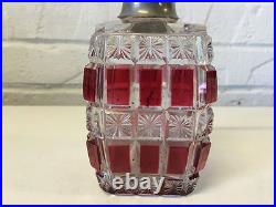 Antique Cranberry & Clear Glass Perfume Atomizer Unique Shape