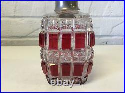 Antique Cranberry & Clear Glass Perfume Atomizer Unique Shape