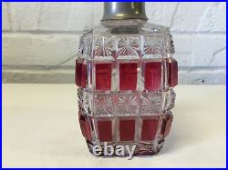 Antique Cranberry & Clear Glass Perfume Atomizer Unique Shape