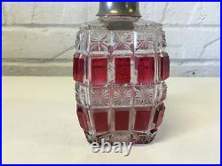 Antique Cranberry & Clear Glass Perfume Atomizer Unique Shape