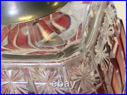 Antique Cranberry & Clear Glass Perfume Atomizer Unique Shape