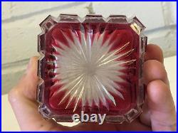 Antique Cranberry & Clear Glass Perfume Atomizer Unique Shape