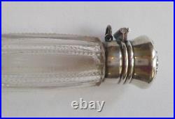 Antique Cut Glass Chatelaine Scent Bottle, Sterling Silver Top