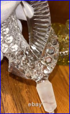 Antique Czech Art Deco Yellow Perfume Bottle with Crystal Glass Daub 7.5 Exc Cond