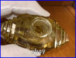 Antique Czech Art Deco Yellow Perfume Bottle with Crystal Glass Daub 7.5 Exc Cond