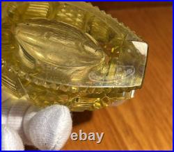 Antique Czech Art Deco Yellow Perfume Bottle with Crystal Glass Daub 7.5 Exc Cond