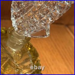 Antique Czech Art Deco Yellow Perfume Bottle with Crystal Glass Daub 7.5 Exc Cond