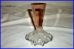 Antique Czech Perfume Bottle Crystal Pink Stopper Glass Dauber Original Elegant
