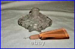 Antique Czech Perfume Bottle Crystal Pink Stopper Glass Dauber Original Elegant