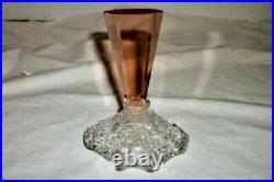 Antique Czech Perfume Bottle Crystal Pink Stopper Glass Dauber Original Elegant