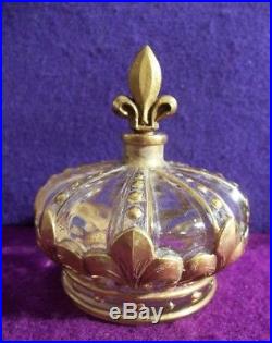 Antique FRENCH ART DECO MARCEL GUERLAIN perfume bottle vtg FIGURAL GILT CROWN