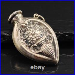 Antique Flower Vase Design Purfume Bottle Sterling Silver Pendant P3002