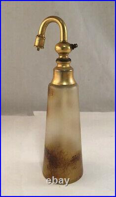 Antique French Frosted Hand Painted Art Glass Perfume Bottle Mignon Atomizer
