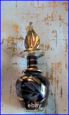 Antique Gold & Purple Glass Perfume Bottle Jar Vtg Rare 3
