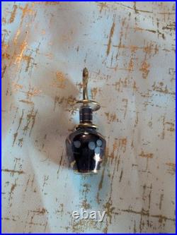 Antique Gold & Purple Glass Perfume Bottle Jar Vtg Rare 3