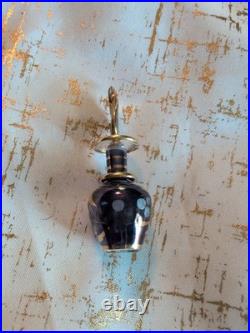 Antique Gold & Purple Glass Perfume Bottle Jar Vtg Rare 3