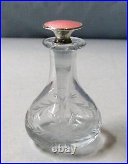 Antique Guilloche Cut Glass 3 3/4 Perfume Bottle