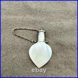Antique Heart With Silver Top MOTHER OF PEARL Perfume Snuff Bottle