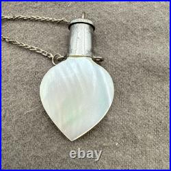 Antique Heart With Silver Top MOTHER OF PEARL Perfume Snuff Bottle