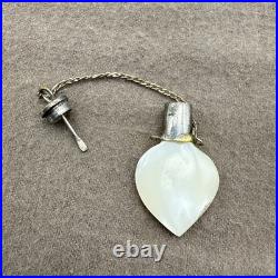Antique Heart With Silver Top MOTHER OF PEARL Perfume Snuff Bottle