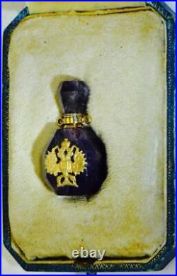 Antique Imperial Fabergé Cut Amethyst Scent Bottle for Empress Alexandra c1900's