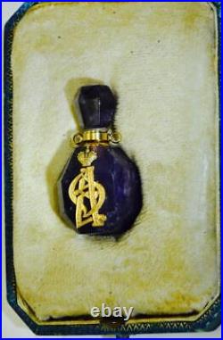 Antique Imperial Fabergé Cut Amethyst Scent Bottle for Empress Alexandra c1900's